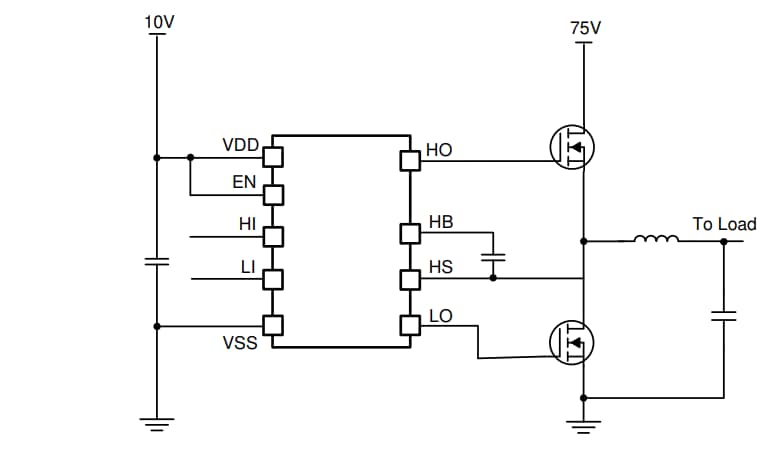 アプリケーション回路図 - Texas Instruments UCC27289 120Vハーフブリッジドライバ